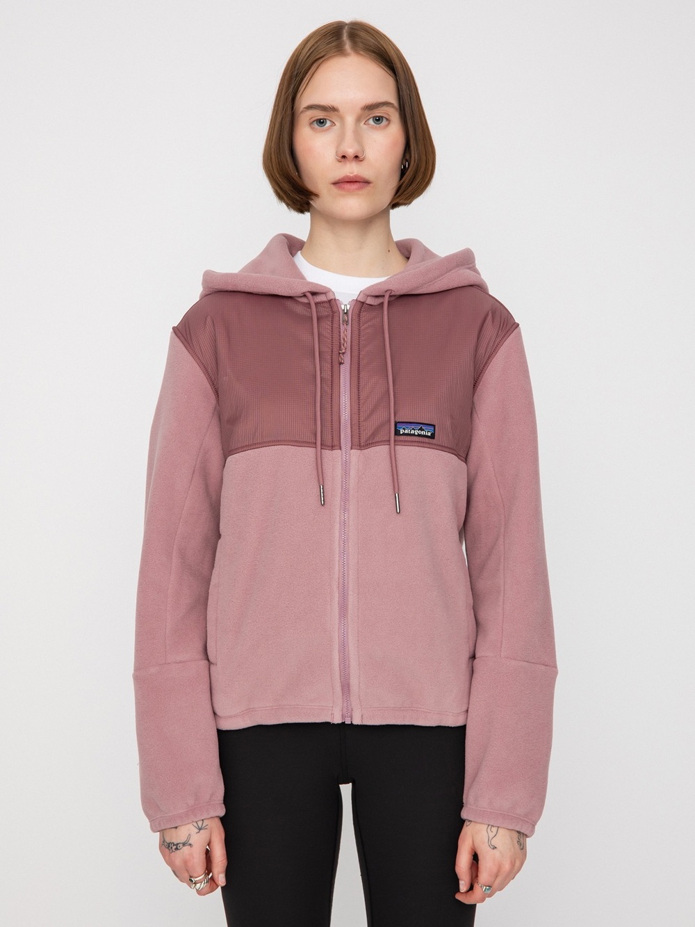 Patagonia Womens Microdini Hoodie Fleece Full Zip Mauve Pink XS EUC